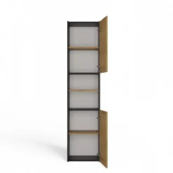 Colonna bagno salvaspazio 40x170 cm con vani a giorno rovere e antracite CBT8