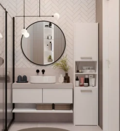 Colonna bagno salvaspazio 40x170 cm con vani a giorno bianco opaco CBT8