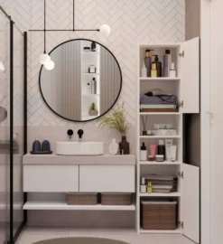Colonna bagno salvaspazio 40x170 cm con vani a giorno bianco opaco CBT8