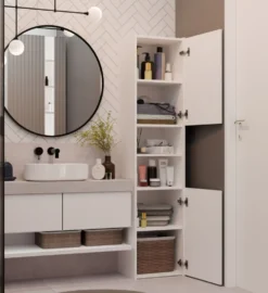 Colonna bagno salvaspazio 40x170 cm con vani a giorno bianco opaco CBT8