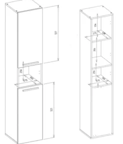 Colonna bagno salvaspazio 31x174 con cesto portabiancheria rovere e antracite CBT4
