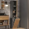 Colonna bagno salvaspazio 31x174 con cesto portabiancheria rovere e antracite CBT5