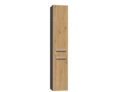 Colonna bagno salvaspazio 31x174 con cesto portabiancheria rovere e antracite CBT5