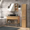Colonna bagno salvaspazio 31x174 con cesto portabiancheria rovere CBT5
