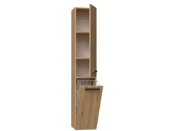 Colonna bagno salvaspazio 31x174 con cesto portabiancheria rovere CBT5