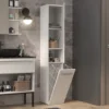 Colonna bagno salvaspazio 31x174 con cesto portabiancheria bianco opaco CBT5
