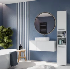 Colonna bagno salvaspazio 30x170 cm con ante e mensola bianco opaco CBT6