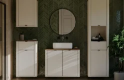 Colonna bagno sospesa 48x178 cm in cashmere e rovere CBT11