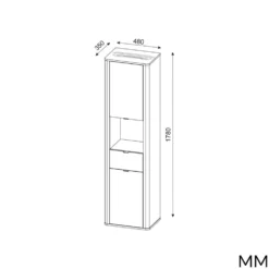 Colonna bagno sospesa 48x178 cm in cashmere e rovere CBT11