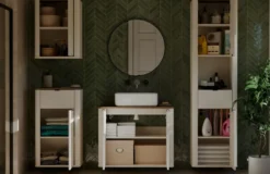 Colonna bagno sospesa 48x178 cm in cashmere e rovere CBT11