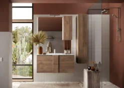 Colonna bagno sospesa 25x138 cm marrone con 4 ripiani COL1