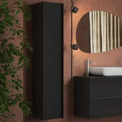 Colonna bagno sospesa 26x138 cm nera con 4 ripiani COL3