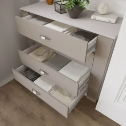 Comò cassettiera perta 117x91 cm beige e bianco CI12