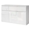 Comò mimimal con 3 cassetti e 3 ante color bianco lucido CG40