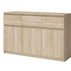 Comò mimimal con 3 cassetti e 3 ante in rovere chiaro CG40