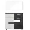 Comò moderno bicolore con 2 cassetti e 2 ante bianco e nero ruvido CG24
