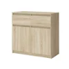Comò moderno piccolo con 2 cassetti e 2 ante rovere CG41