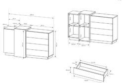 Comò moderno 160x88cm bianco lucido e rovere CLK9