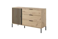Comò moderno 137x81cm rovere naturale con dettagli neri CLK7