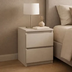 Comodino con 2 cassetti 30x40 cm beige cashmere COT7