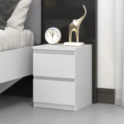 Comodino con 2 cassetti 30x40 cm bianco opaco COT7