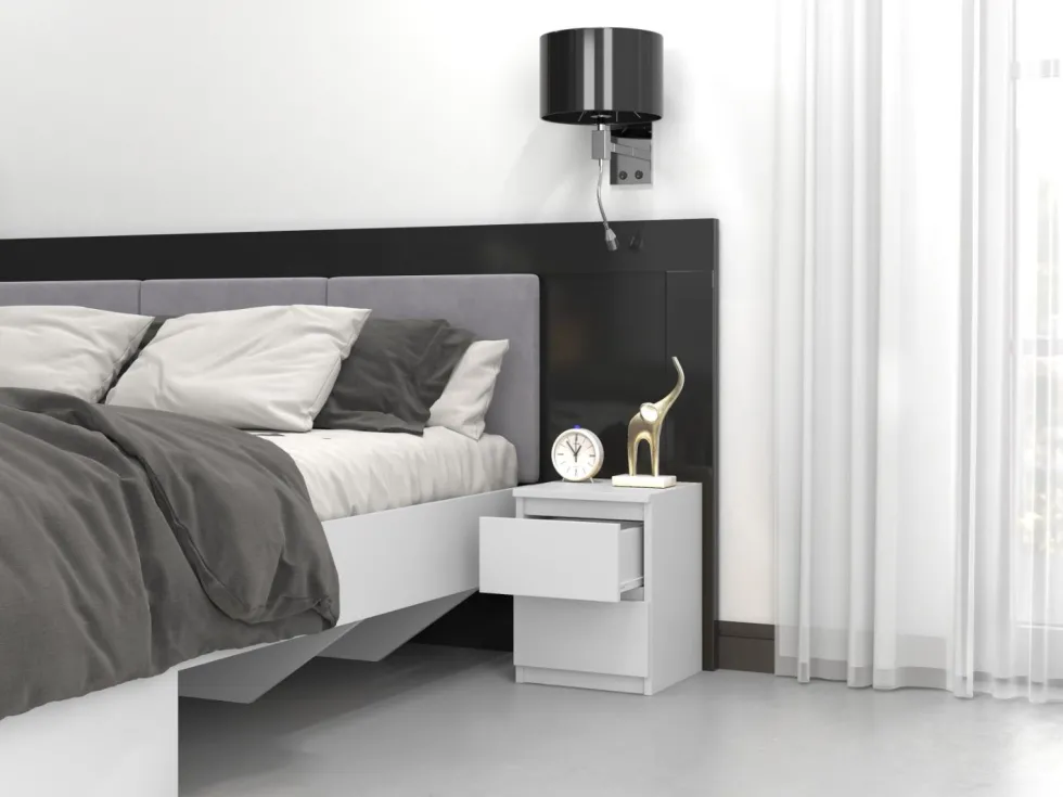 Comodino con 2 cassetti 30x40 cm bianco opaco COT7