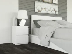 Comodino con 2 cassetti 30x40 cm bianco opaco COT7