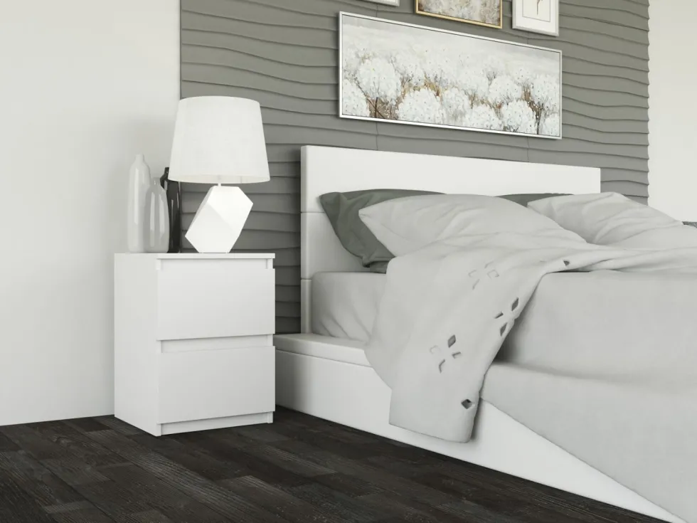 Comodino con 2 cassetti 30x40 cm bianco opaco COT7
