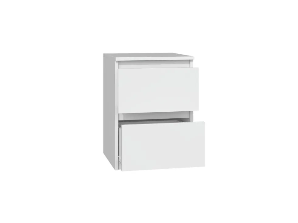 Comodino con 2 cassetti 30x40 cm bianco opaco COT7