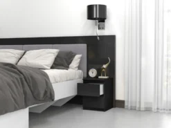 Comodino con 2 cassetti 30x40 cm nero COT7