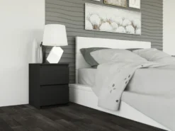 Comodino con 2 cassetti 30x40 cm nero COT7