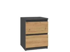 Comodino con 2 cassetti 30x40 cm rovere e antracite COT7