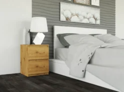 Comodino con 2 cassetti 30x40 cm rovere COT7