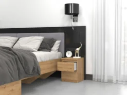 Comodino con 2 cassetti 30x40 cm rovere COT7