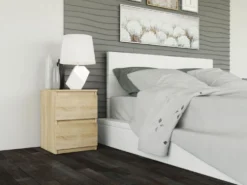 Comodino con 2 cassetti 30x40 cm rovere chiaro COT7