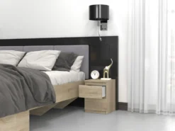 Comodino con 2 cassetti 30x40 cm rovere chiaro COT7