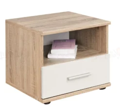 Comodino design moderno quercia sonoma e bianco CP2