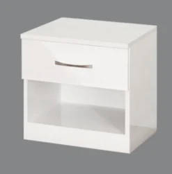 Comodino moderno con cassetto e vano a giorno 40x40 cm in bianco lucido CGA1