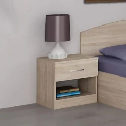 Comodino moderno con cassetto e vano a giorno 40x40 cm rovere sonoma CGA1