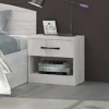 Comodino moderno con cassetto e vano a giorno 40x40 cm bianco legno CGA1