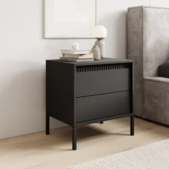 Comodino moderno con piedini alti 53,5x56,2 cm nero CMLK16