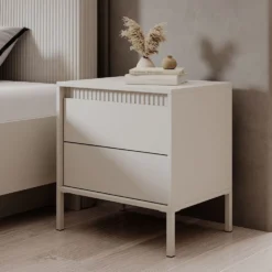 Comodino moderno con piedini alti 53,5x56,2 cm beige CMLK16
