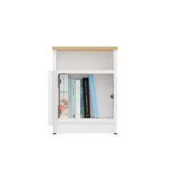 Comodino moderno 30x40 cm con anta bianco e rovere COT4