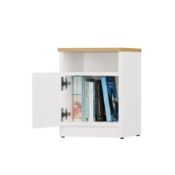 Comodino moderno 30x40 cm con anta bianco e rovere COT4