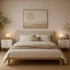 Comodino moderno 45x47 cm con 2 cassetti bianco e rovere COT9