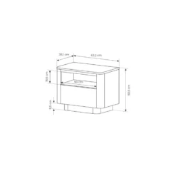 Comodino moderno 63x50 cm con vano a giorno e cassetto CMLK13