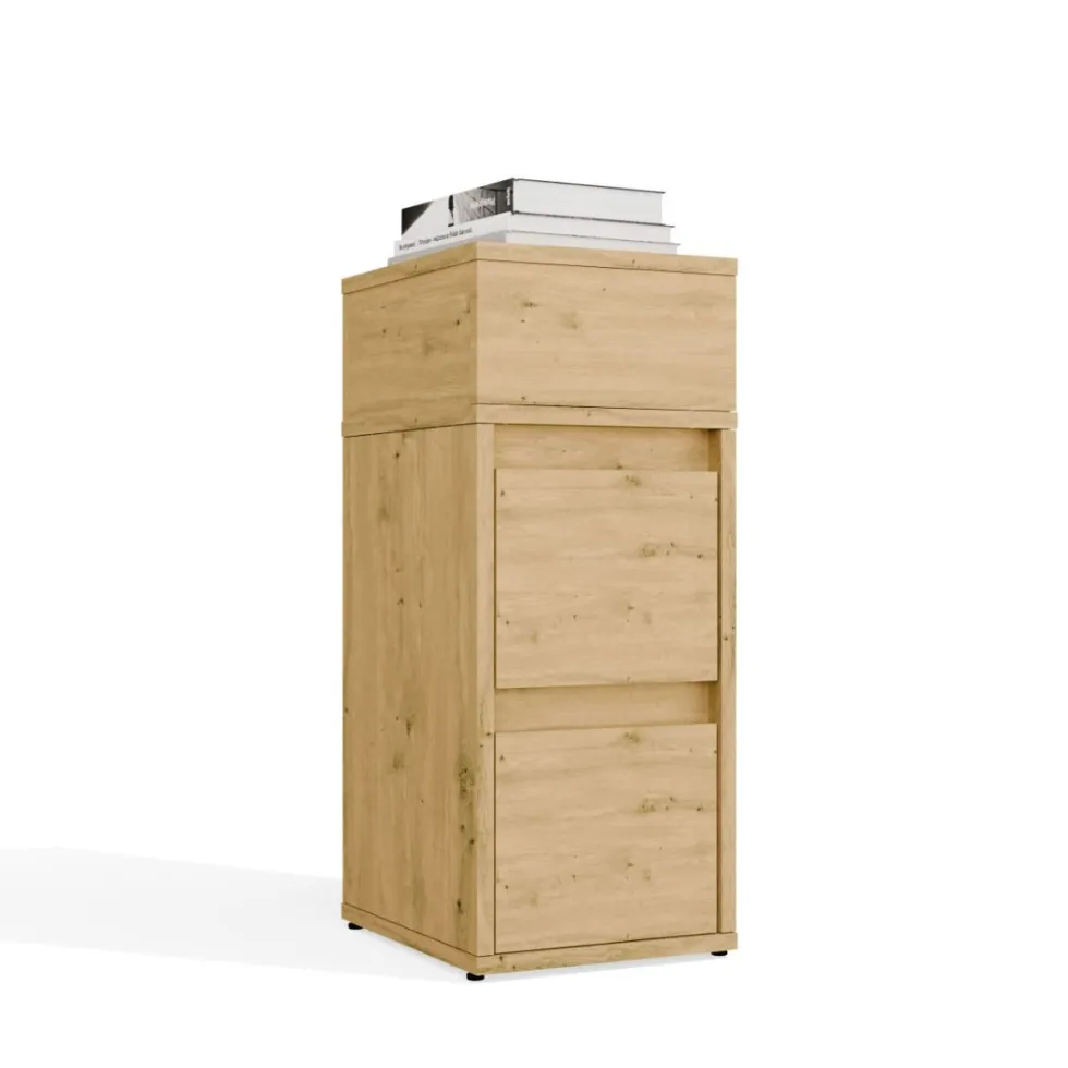 Comodino salvaspazio 27x65 cm con vano a giorno rovere COT8