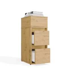 Comodino salvaspazio 27x65 cm con vano a giorno rovere COT8