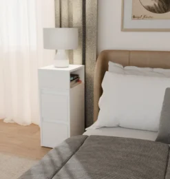 Comodino salvaspazio 27x65 cm con vano a giorno bianco opaco COT8