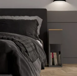 Comodino stretto salvaspazio 20x55 cm rovere e antracite COT3